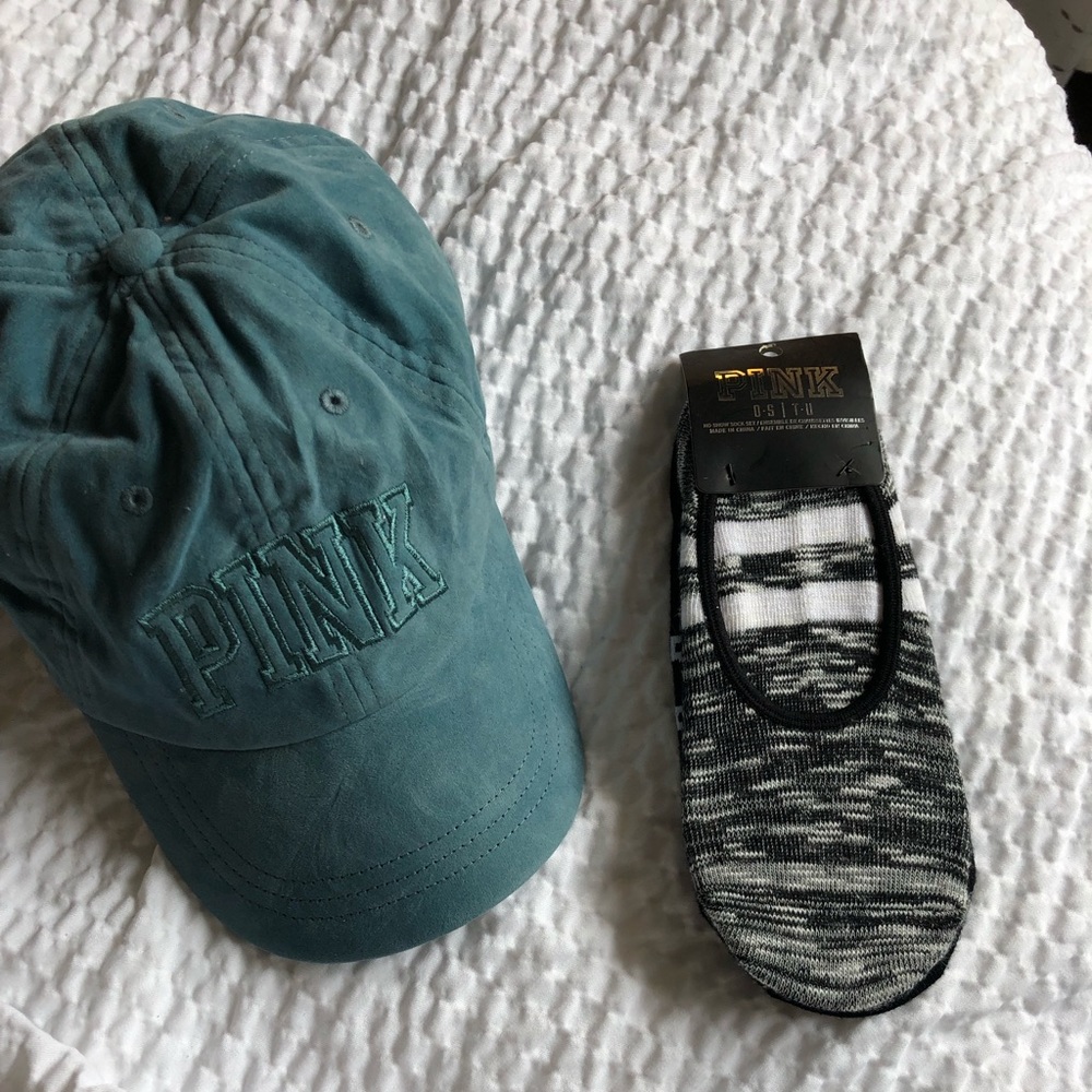 VS pink baseball cap and socks bundle